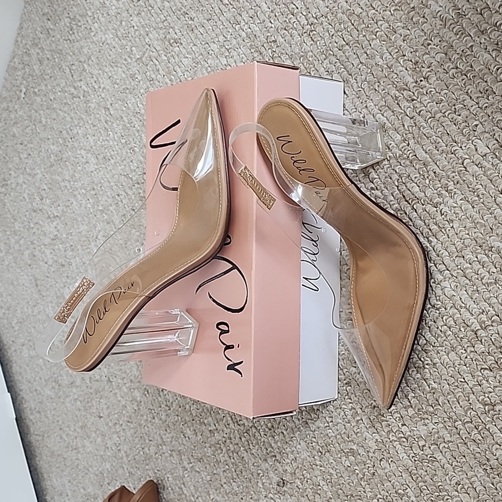 Wild Pair Clear Slingback Heels, Size 9.5, Like Zara